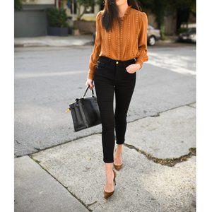 SÉZANE "ANNA" Rust silk button-down blouse